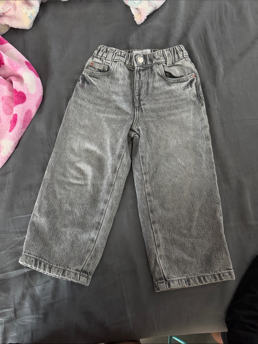 Zara Kids Gray Wide-Leg Denim Jeans